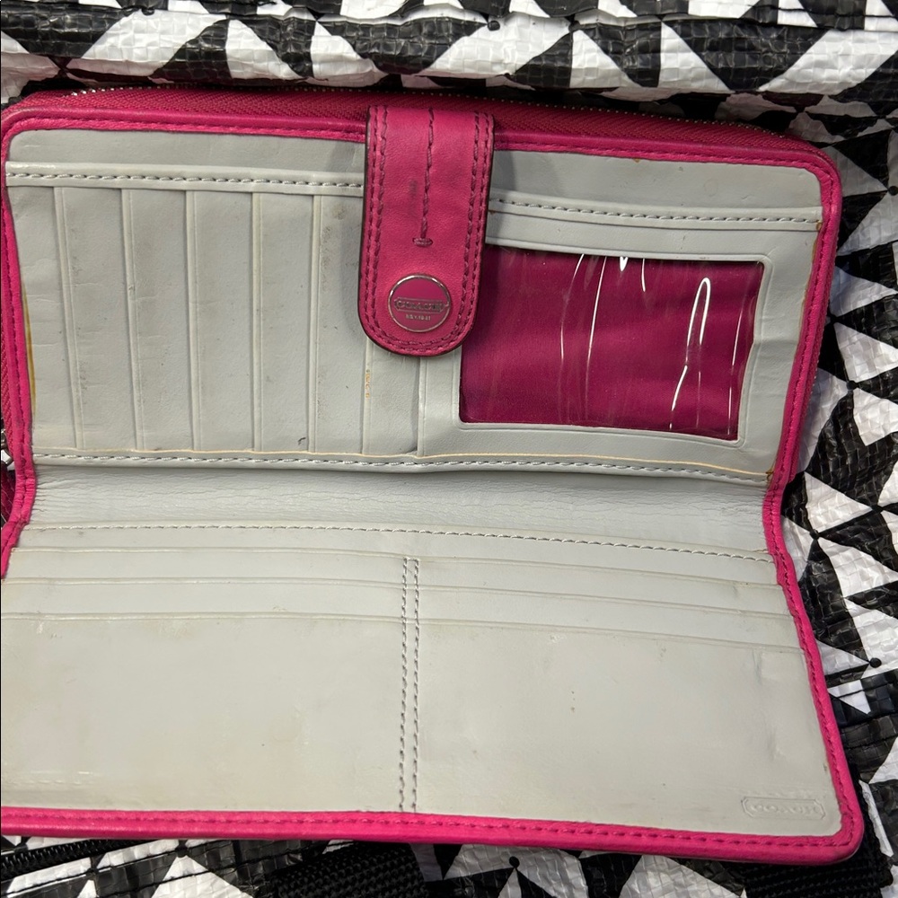 Coach Fuchsia Perforated Women's Wallet - Picture 3 of 16